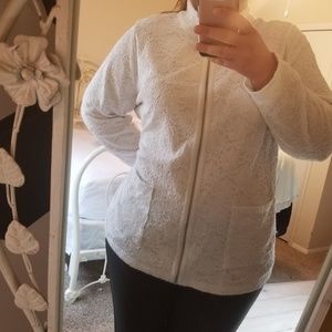 Denim&Co| Lace Bomber Jacket Fully Lined